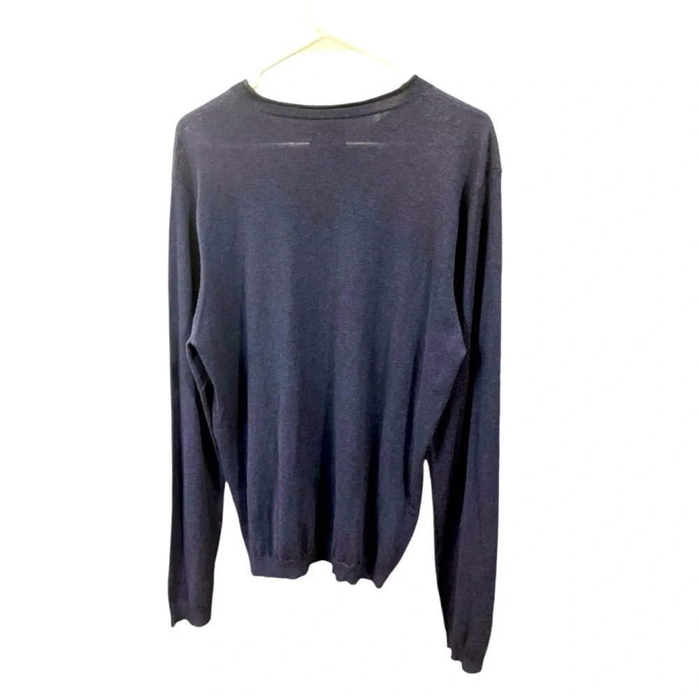 Armani Collezioni Cashmere Sweater Shallow VNeck, Size L, Navy Blue - Picture 7 of 7
